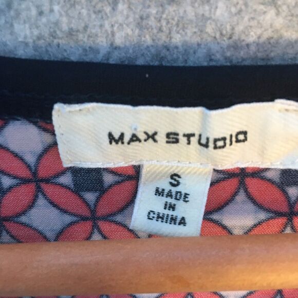 Max Studio Dress Summer Sleeveless Shift, Women's Size S Red Navy Split Neckline - Picture 4 of 10